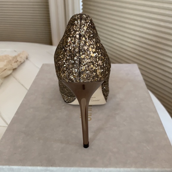 Jimmy Choo Luna Gold Glitter Pumps - Picture 11 of 13